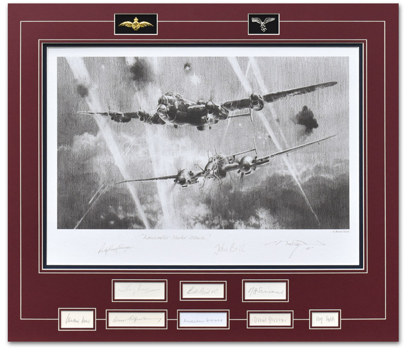 Lancaster Under Attack - drawing - by Robert Taylor